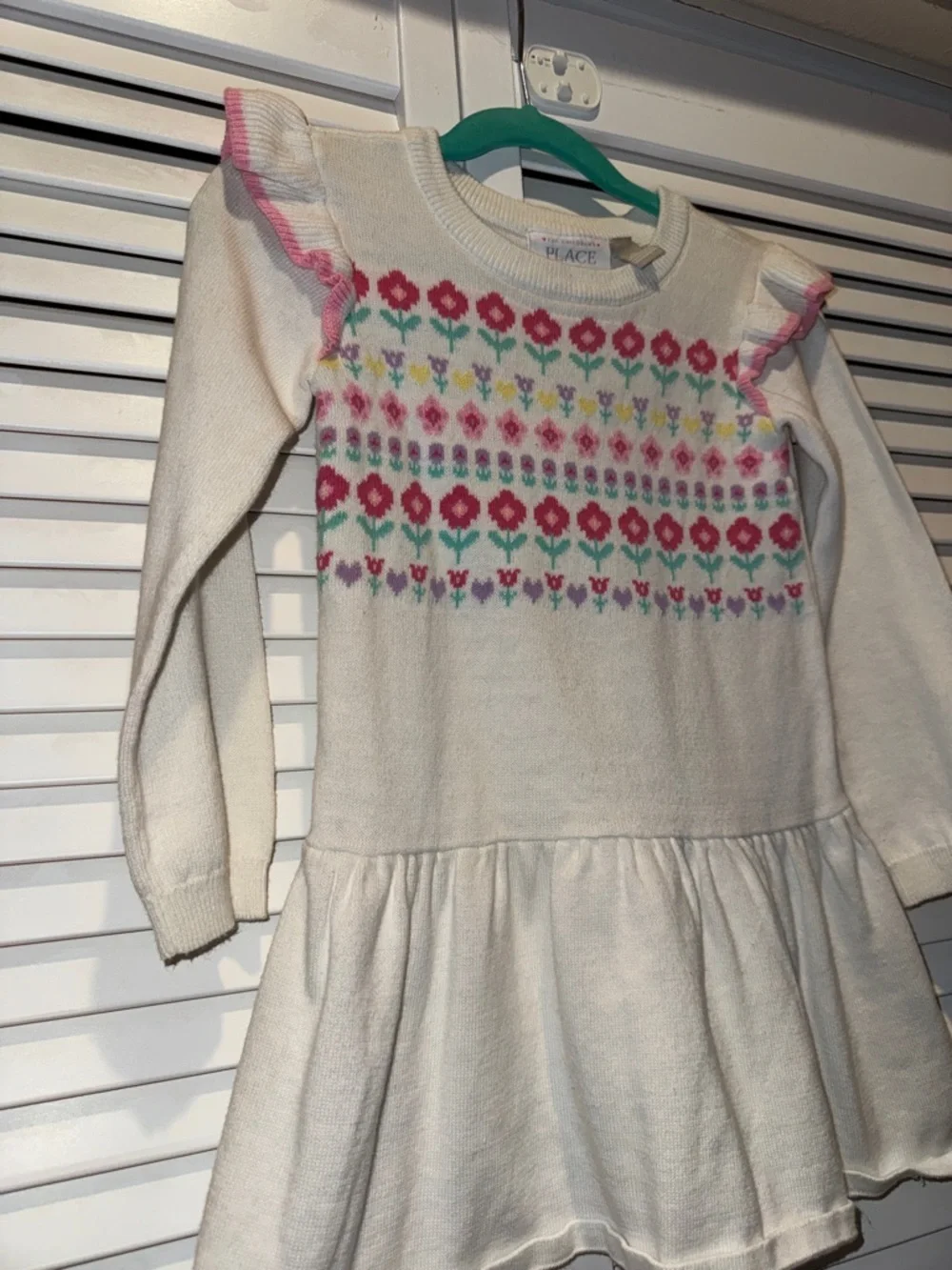 Place Cream Knit Dress with Pink Floral Fair Isle - Picture 3 of 4